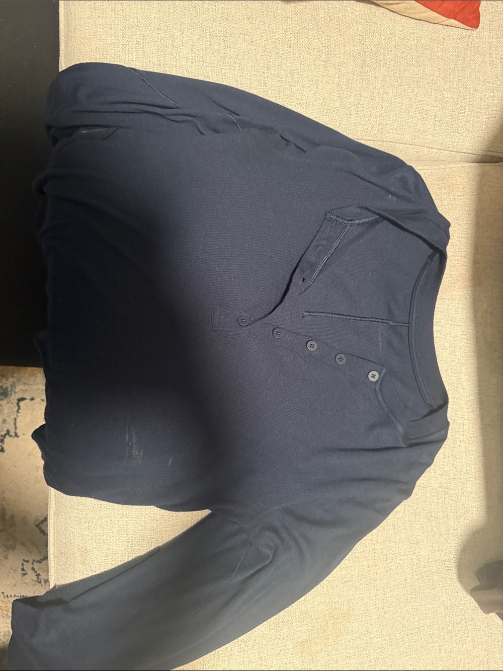 Lululemon Hold Tight Navy Long Sleeve Henley Top